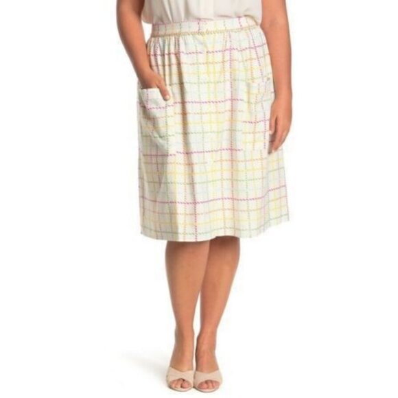 💕MODCLOTH💕 Creative Direction A-Line Skirt ~ White Stripes 18 NWT - Picture 1 of 13